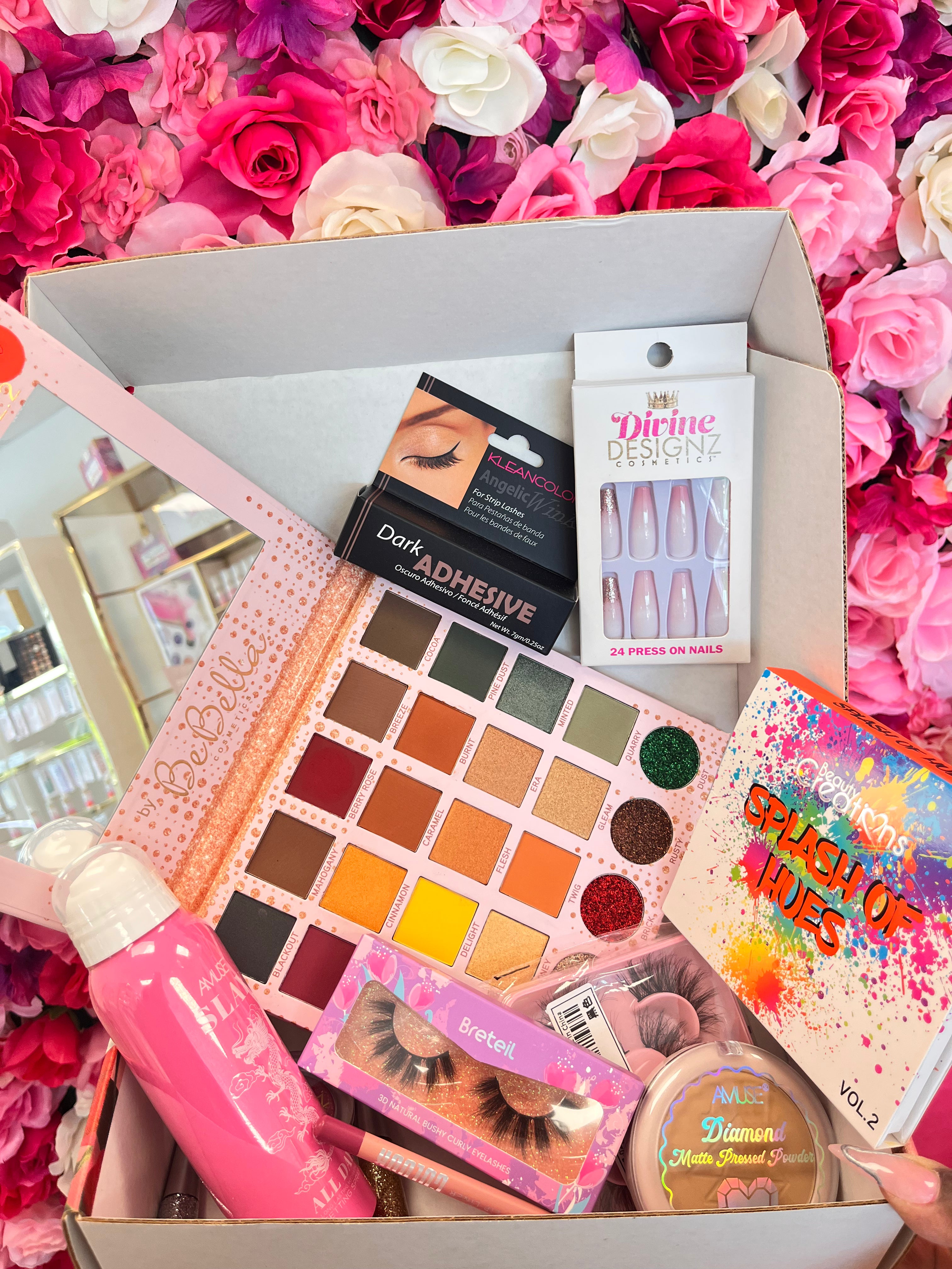 Mystery Makeup Box – Full-Size Beauty Products, Press-On Nails, Lashes, Eyeshadow & More