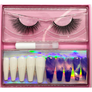 Lash and Press On Nails Bundle Kit (Long Coffin Shaped)